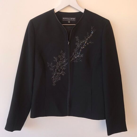 Kasper and Company Black Zippered Dress Jacket 10 - Picture 1 of 8